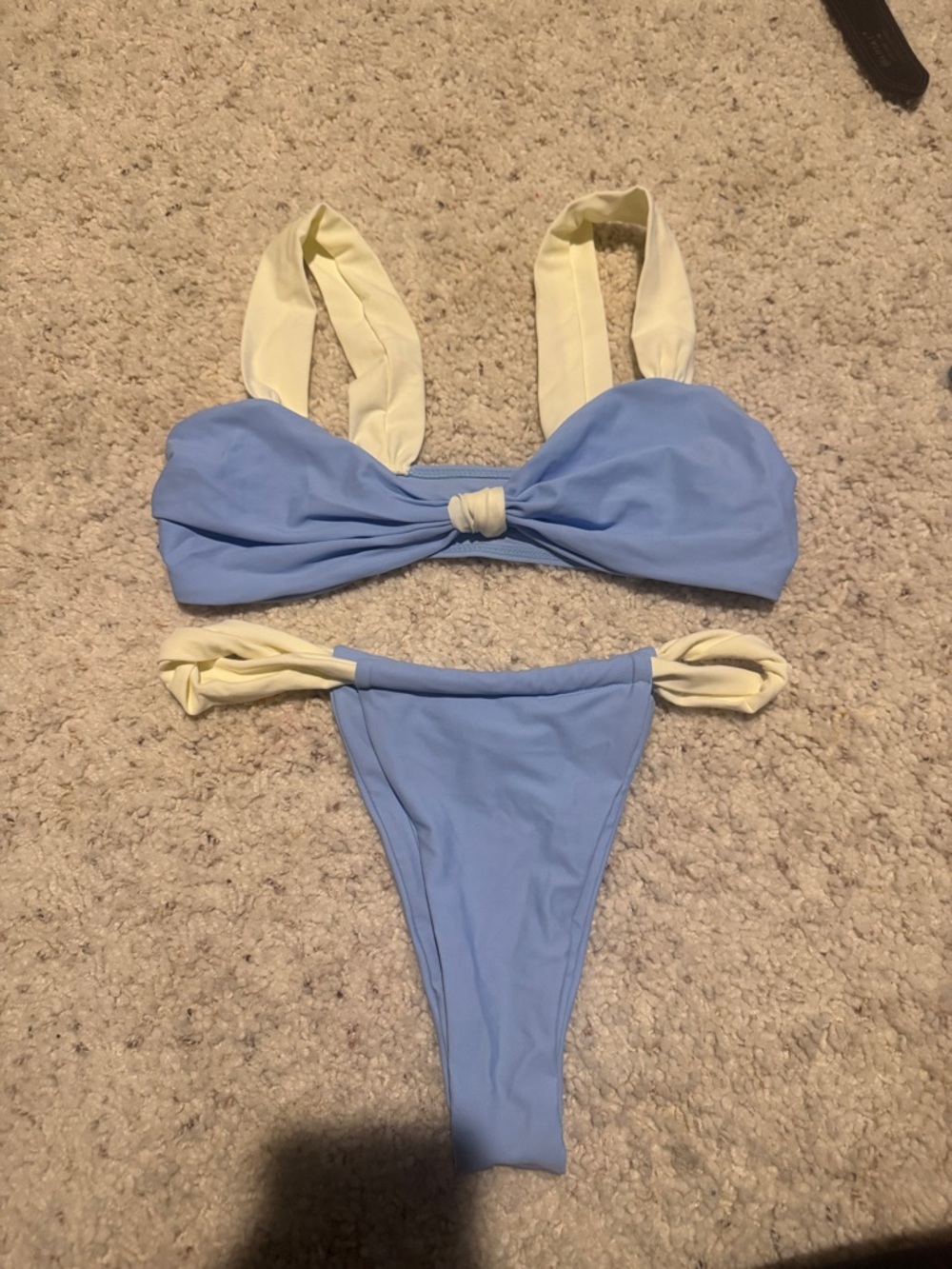 SHEIN Light Blue and Cream Knot Bikini Set
